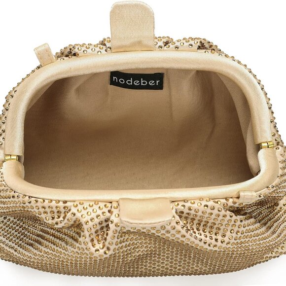 Rhinestone Purse Satin Crystal Clutch Handbag Evening Party Gift - Picture 7 of 8